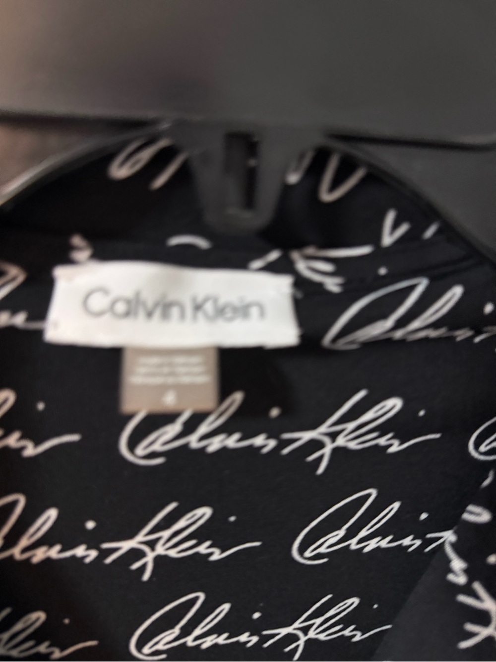 Calvin Klein Black Midi Dress with White Script Print - Picture 2 of 2
